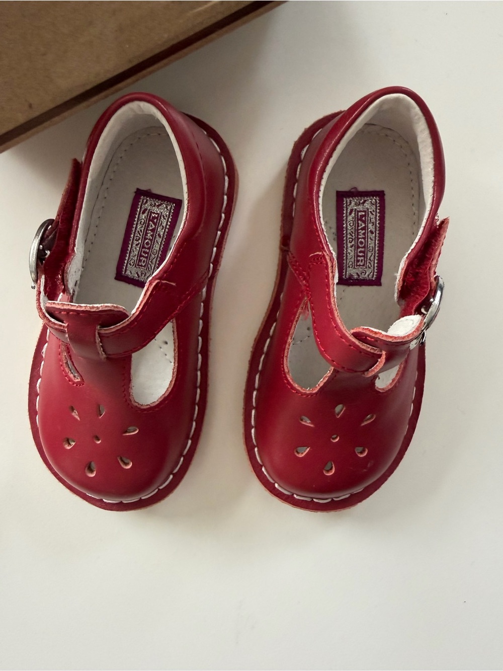 L'Amour Red Girls T-Strap Mary Janes